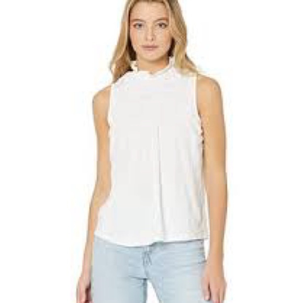 Banana Republic White Ruffle Blouse